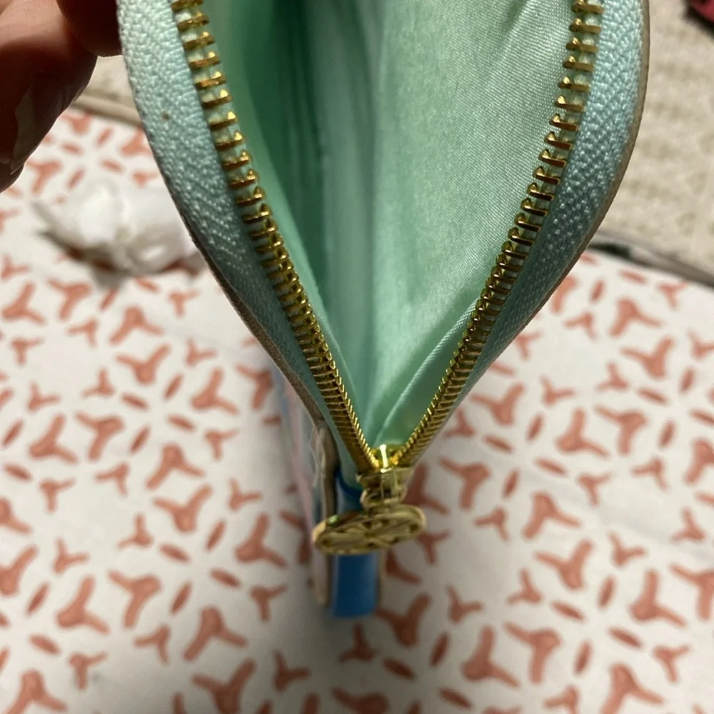 Lilly Pulitzer Pink and Blue Patterned laptop holder, light stain inside